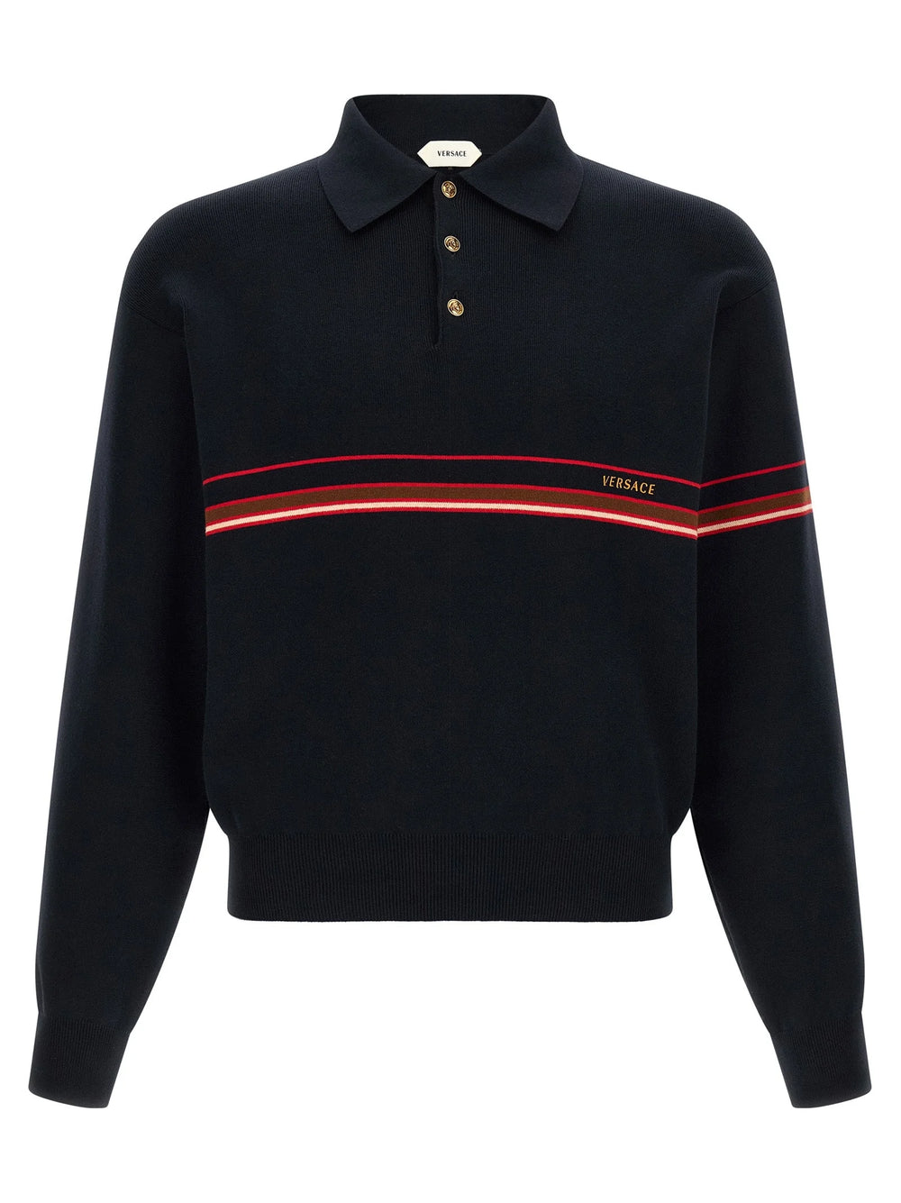 Versace Blue Cotton Polo Shirt