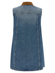Versace Blue Cotton Short Dress
