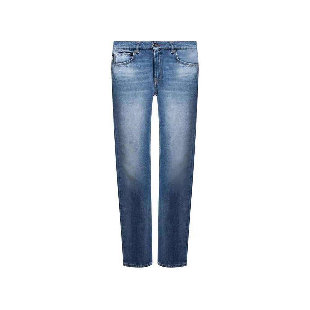 Versace Blue Cotton Straight-Leg Jeans - W32