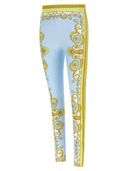 Versace Blue Nylon Leggings