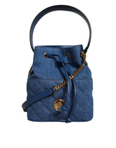 Versace Blue Quilted Denim Leather Crossbody Shoulder Bag - Cross Body Bags