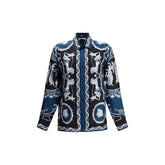 Versace Blue Silk Pattern Shirt - IT50 | L