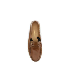 Loafers Versace hnědé z telecí kůže Bos Taurus bez zapínání