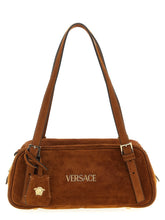 Sac bandoulière en calfskin marron Versace