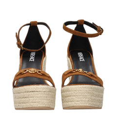 Versace Brown Leather Wedge Sandals - EU40/US10