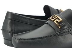 Versace Elegant Black Calf Leather Men’s Loafers - EU39/US6 - Flats