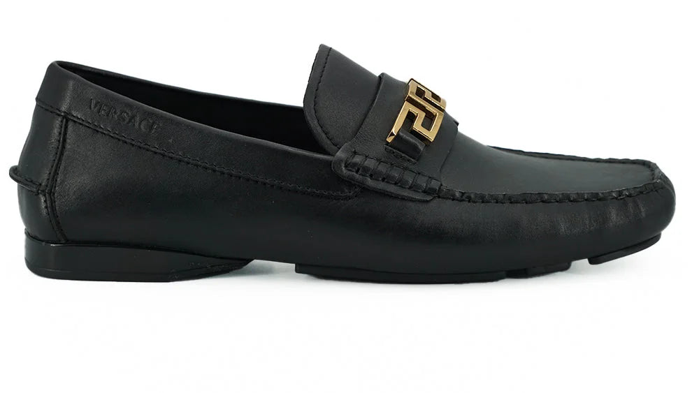 Versace Elegant Black Calf Leather Men’s Loafers - EU39/US6 - Flats