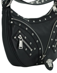 Versace Elegant Black Leather Hobo Shoulder Bag - Hobo Bags