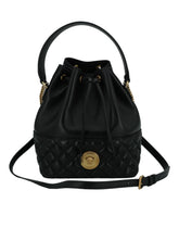 Versace Elegant Black Leather Medusa Bucket Shoulder Bag - Bucket Bags