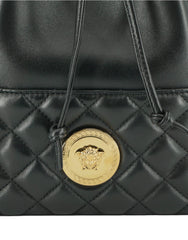 Versace Elegant Black Leather Medusa Bucket Shoulder Bag - Bucket Bags
