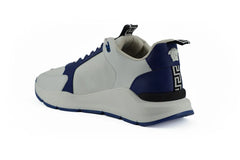 Versace Elegant Blue and White Leather Sneakers - EU44/US11 - Sneakers