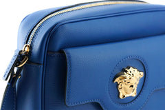 Versace Elegant Blue Calf Leather Camera Case Bag - Cross Body Bags