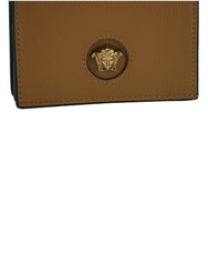Versace Elegant Compact Leather Wallet in Brown - Wallets