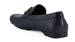 Versace Elegant Navy Blue Calf Leather Loafers - Flats
