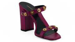 Versace Elegant Purple Calf Leather High Sandals - Sandals