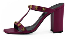 Versace Elegant Purple Calf Leather High Sandals - Sandals