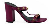Versace Elegant Purple Calf Leather High Sandals - Sandals