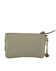 Versace Elegant White Lamb Leather Crossbody Pouch - Cross Body Bags