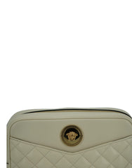 Versace Elegant White Leather Camera Shoulder Bag - Shoulder Bags