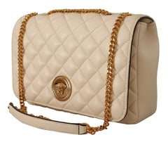 Versace Elegant White Nappa Leather Shoulder Bag - Shoulder Bags