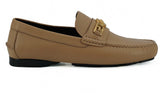Versace Exquisite Medusa Gold-Tone Leather Loafers - Flats