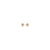 Front view of Versace gold-tone metal earrings featuring the iconic Medusa head emblem in a polished circular frame.
