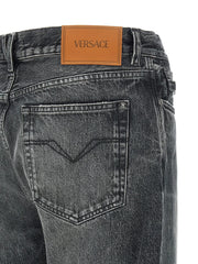 Versace Gray Cotton Straight-Leg Jeans