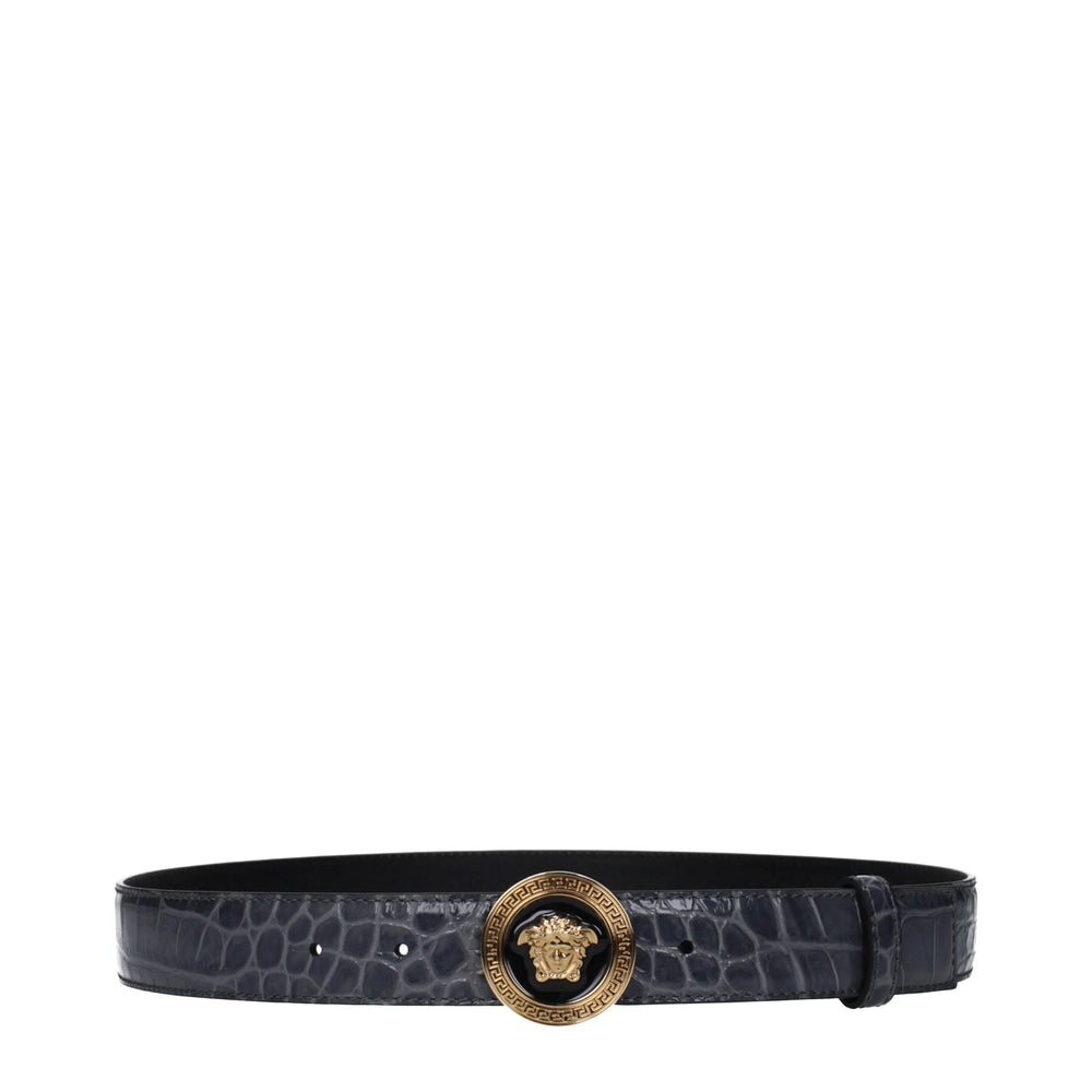 Versace Gray Leather Regular Belt
