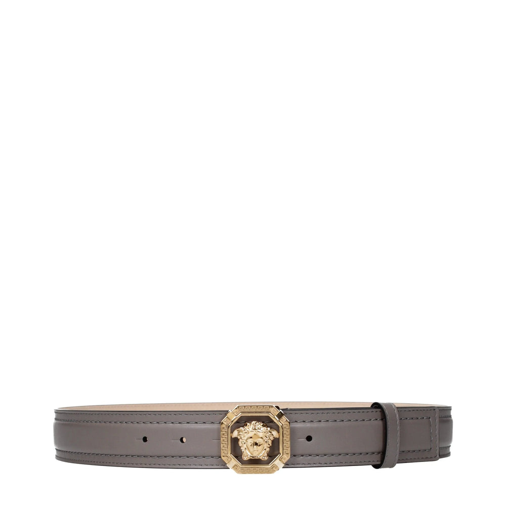 Versace Gray Leather Regular Belt