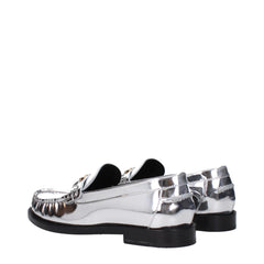 Versace Gray Leather Slip-On Loafers