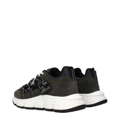 Versace Gray Leather Sneakers