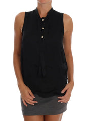 Versace Jeans Black Sleeveless Viscose Blouse Top - IT42|M - Blouses