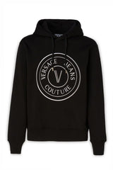 Versace Jeans Stunning Hooded Black Cotton Sweatshirt - Hoodies