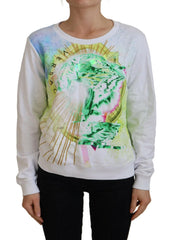 Versace Jeans White Graphic Print Long Sleeves Sweater - IT38|XS - Sweaters