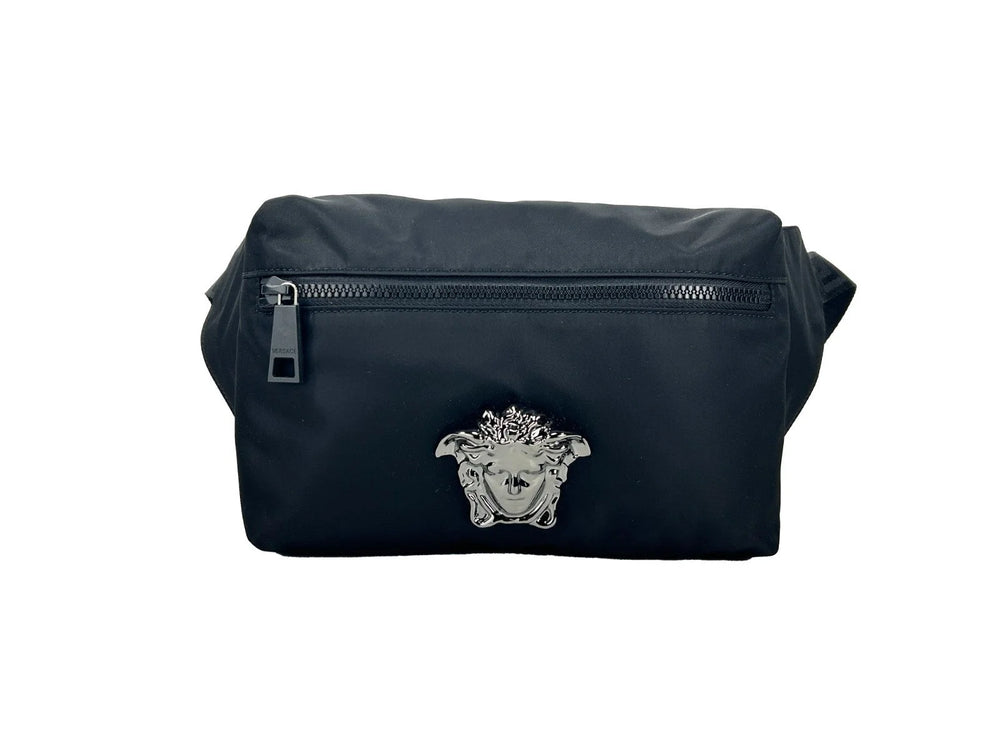 Versace Medusa Black Nylon Belt Bag Waist Fanny Pack Purse