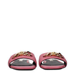 Versace Pink Leather Slippers