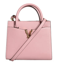 Versace Pink Small Top Handle Grainy Calf Leather Crossbody Bag - Cross Body Bags