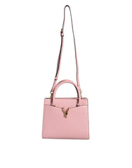 Versace Pink Small Top Handle Grainy Calf Leather Crossbody Bag - Cross Body Bags