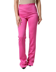 Versace Pink Viscose High Waist Straight Casual Trouser Pants - IT42|M