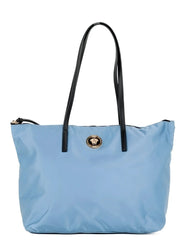 Versace Portuna Medusa Medium Cornflower Blue Nylon Leather Tote Bag Purse - Shopper Bags