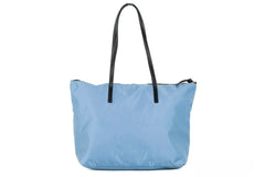 Versace Portuna Medusa Medium Cornflower Blue Nylon Leather Tote Bag Purse