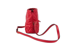 Versace Red Quilted Leather Drawstring Shoulder Bag Bucket Crossbody Handbag - Bucket Bags