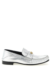 Mocassins à enfiler en cuir d'agneau argenté Versace