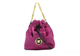 Versace Small Dahlia Nylon Medusa Pendant Bucket Chain Crossbody Bag Purse