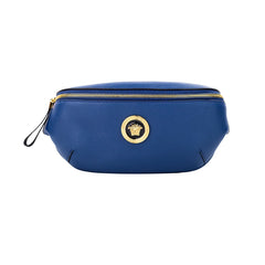 Versace Small Navy Calf Leather Medusa Pendant Fanny Waist Pack Belt Bag - Fanny Packs
