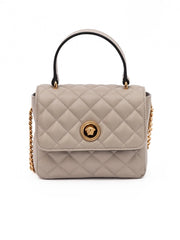 Sac à main en cuir matelassé taupe Versace