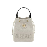 Versace White Fabric Backet Bag
