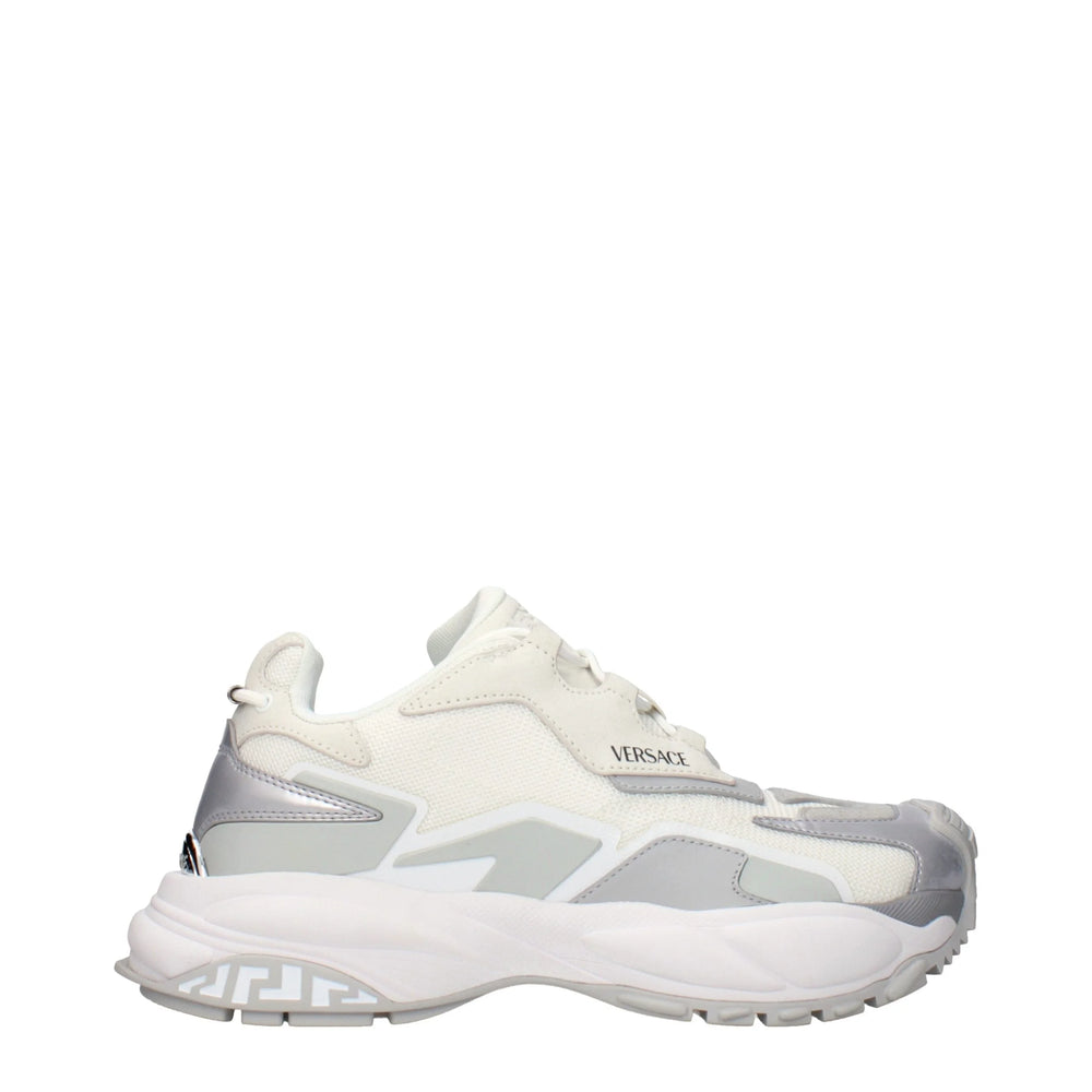 Versace White Fabric Chunky Sneakers