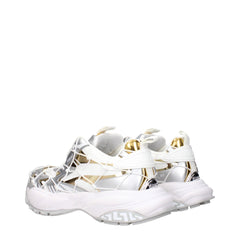 Versace White Fabric Chunky Sneakers - EU38/US8