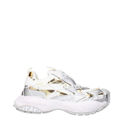 Versace White Fabric Chunky Sneakers - EU38/US8